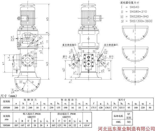 sns80r46u12.1w21立式三螺杆泵配3kw-4电机外形尺寸图